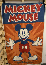 Walt Disney World Parks Mickey Mouse Orange Navy Red Fleece Throw Blanke... - $18.81