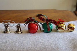 Lot of 6 Vintage Pretty Sleigh Bell Ornament Avon + Others Gold Silver Red Green - $12.00