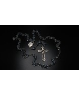 Antique CLEAR BLUE Faceted Crystal Bead Silver ROSARY - £60.89 GBP