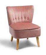 Armless Accent Chair Tufted Velvet Leisure Chair-Pink - Color: Pink - $136.65