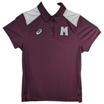 Womens Burgundy Golf Polo Coaching Top with Embroidered M Asics Volleyball Track - $29.77