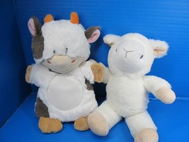 Lot of 2 Nat &amp; Jules Cow Hand Puppet &amp; Unbranded Sheep Stuffed Plush 10&quot; - $15.00