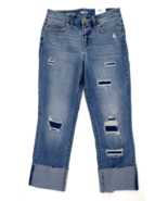 NEW Style &amp; Co Women&#39;s Destroyed Ripped Crop Straight Cuffed Blue Jeans ... - $24.75