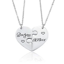 NEW 18&quot; Silver &quot;Mother &amp; Daughter&quot; Puzzle Heart Necklaces - £11.05 GBP
