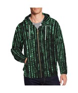 Men&#39;s Matrix Computer Coding Programming All Over Print Zip Hoodie - $88.29 CAD