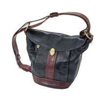 Marino Orlandi Leather Shoulder Sling Bucket Bag Black &amp; Brown Medium - £42.76 GBP