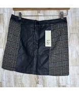 Lola Short Skirt Size M Faux Leather Vegan Tweed Lined Career NWT - $24.45 CAD