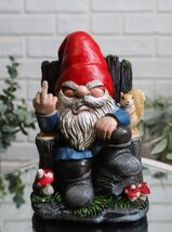 Get Out! Rude Mean Gnome Dwarf And Squirrel On Chair Flipping The Bird F... - $494.20 MXN