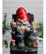 Get Out! Rude Mean Gnome Dwarf And Squirrel On Chair Flipping The Bird F... - $494.20 MXN