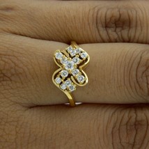 2Ct Round Lab-Created Diamond Women Flower Wedding Ring 14k Yellow Gold Plated - £88.12 GBP