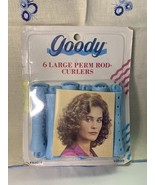 Vintage 90&#39;s Goody 6 Large Perm Rod Curlers Blue NOS #430/4 Snap Lock Clasp - $8.00