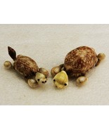 Mom &amp; Hatchling Turtle Figurines, Hand Crafted, Brown &amp; White Cowrie Shells - $464.71 MXN