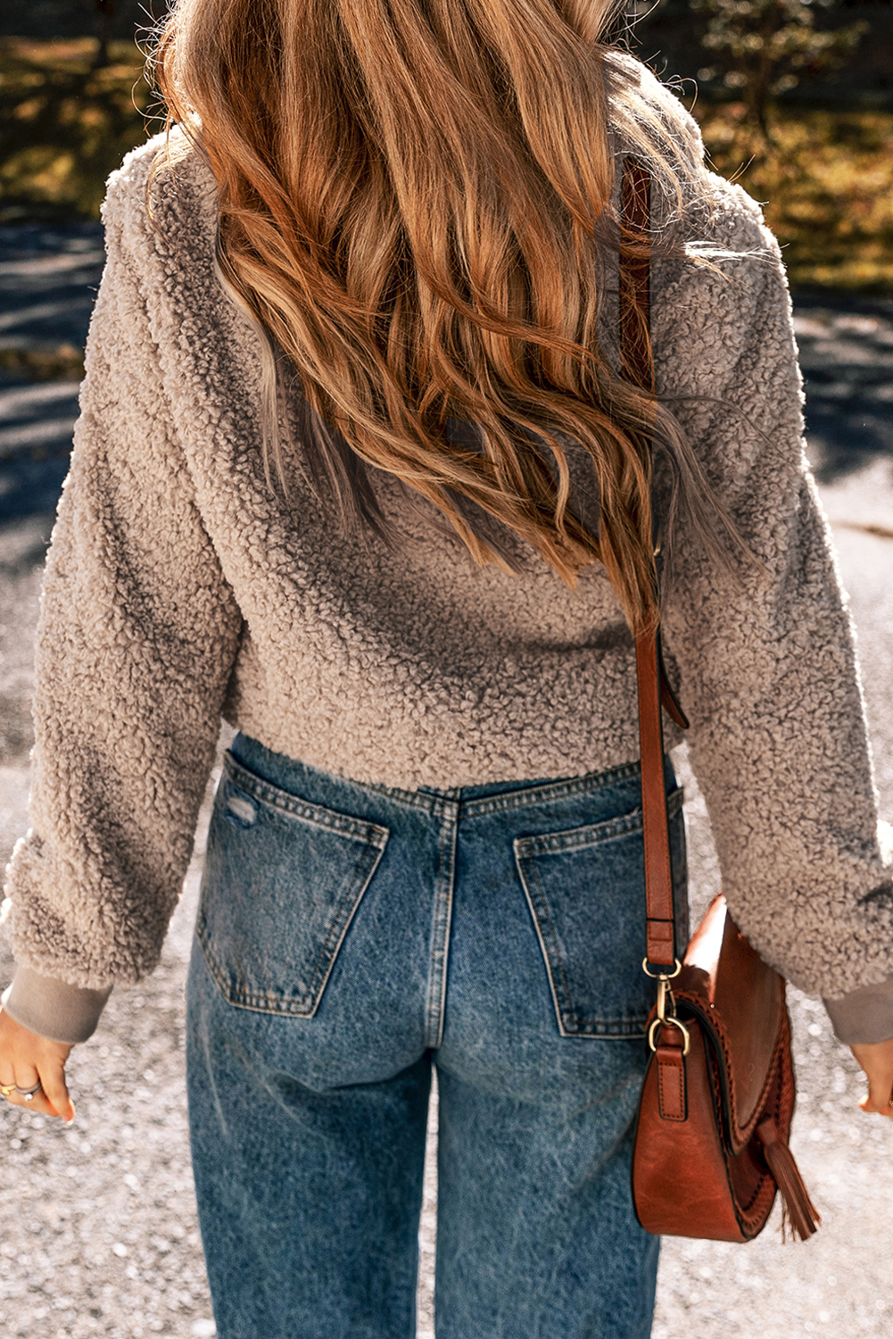Light French Beige Zipper Pocketed Winter Fuzzy Jacket Item image 2
