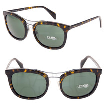 Prada Society Square PR17QS Tortoise Brown Gunmetal Green Mirror Sunglasses 17Q - £212.59 GBP