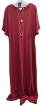 NWT LuLaRoe 3XL Solid Cranberry Maroon Red Maria Knit Fabric Long Maxi D... - $37.61