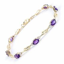 Galaxy Gold GG 14k Yellow Gold Tennis Bracelet with Amethysts and Diamonds - £599.50 GBP