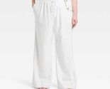 A New Day Women&#39;s High-Rise Wide Leg Linen Pull-On Pants White Size XXL - £13.62 GBP