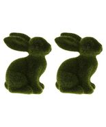 WINOMO Easter Bunny Figurine Sculpture Green 2Pcs Flocked Rabbit Decor - €13,33 EUR