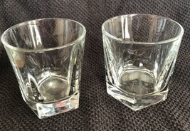 Faceted Bourbon Glass Rocks Glasses 12.5oz set of 2 Heavy Duty Bottoms D... - £13.63 GBP