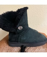 UGG Black Bailey Button Bling 9 Sheepskin Winter Boot Shearling Lined Rh... - $88.76 CAD