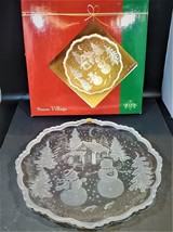 Block Crystal Christmas Day Tray 15”’ Round Serving Plate Platter Holiday - £31.57 GBP
