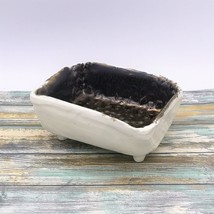 Handmade Ceramic Decorative Key Bowl, Artisan Square Metallic Bowl With Feet - £57.92 GBP