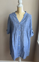 Club Z Collection Womens Tunic Chambray Blue Swim Cotton Cover up Sz M P... - £27.96 GBP