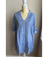 Club Z Collection Womens Tunic Chambray Blue Swim Cotton Cover up Sz M P... - £27.48 GBP