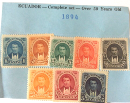 Lot of 8 1894 Issue of Ecuador Postage Stamps in Mint Condition, Multi Colors - £44.34 GBP