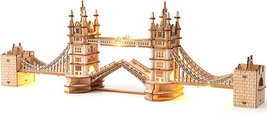 3D Puzzle for Adults, Wooden Tower Bridge Craft Kit with LED - $27.27