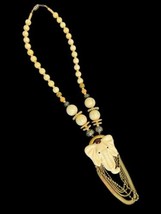 Vintage Elephant Necklace Beads Chain Metal 11&quot; Fashion Asian 1908&#39;s - $570.20 MXN