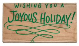 Hero Arts Rubber Stamp Wishing You a Joyous Holiday F151 3-1/8&quot; x 1-3/4&quot; - £1.95 GBP