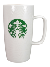 Starbucks 16 oz Mug Large White Triangle Diamond Embossed Mermaid Siren Logo - $20.76
