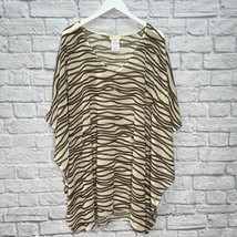 Michael Kors Brown Tan Stripe Semi Sheer Caftan Swim Cover Up Size XS/S New - $49.45