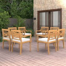  Garden Chair Set of 8 Teak wood color with white cushions - $2,476.90 CAD