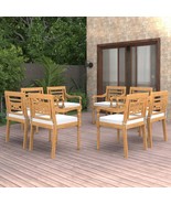  Garden Chair Set of 8 Teak wood color with white cushions - $33,619.62 MXN