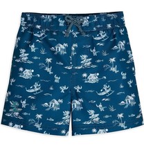 Disney Lilo &amp; Stitch Swim Trunks Blue Aloha Tiki Shorts UPF 50 Boys 5/6 New (P) - £15.68 GBP