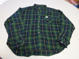 Ralph Lauren Mens L *see measurements long sleeve green nvy button up Shirt EUC@ - £16.18 GBP