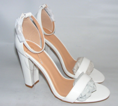 Mysoft Women&#39;s Size 9 M White Pleather 3.5&quot; Block Heels Ankle Strap Dres... - $23.33