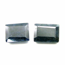 5.1Ct Par Natural Azulado Negro Zafiro 8X6mm Corte Esmeralda Suelto Gemstones - £13.18 GBP