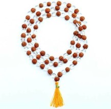 Rudraksha Mala 108 + 1 Beads Rosary Mala With Natural Crystal - £31.96 GBP