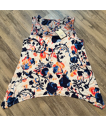Dana Buchman XL Sleeveless Tunic Top Floral Handkerchief Hem Blue Orange - £14.44 GBP