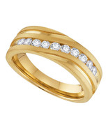 10k Yellow Gold Mens Round Diamond Band Wedding Anniversary Ring 1/2 Ctw - £640.37 GBP