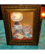 Handmade3D vintage shadow box of a table lamp flowers and a notepad - $56.98 CAD