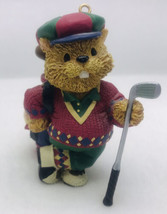 Vintage 1998 Christmas Ornament Chipmunk Beaver With Golf Clubs - $14.25