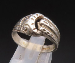 925 Sterling Silver - Vintage Etched Open Crescent Moon Dome Ring Sz 7 - RG25041 - £24.39 GBP