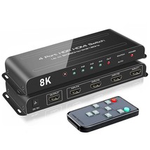 4 Ports 8K Hdmi 2.1 Switch 4 In 1 Out 8K@60Hz 4K@120Hz Hdmi Switcher Selector Wi - £59.98 GBP
