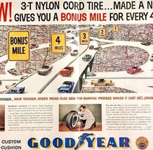 1958 Goodyear 3T Nylon Cord Tires Advertisement Automobilia Centerfold D... - $556.74 MXN
