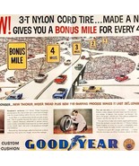 1958 Goodyear 3T Nylon Cord Tires Advertisement Automobilia Centerfold D... - $29.99