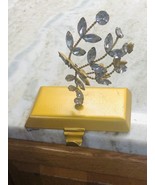 Christmas Metal Gold Style Stocking Holder Missing 3 Rhinestones - $71.82 CAD